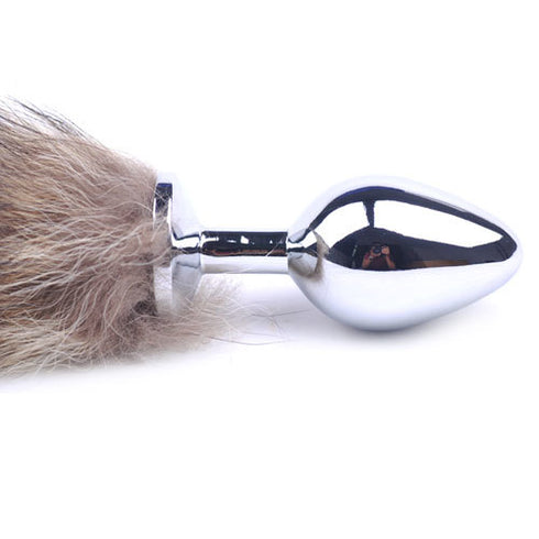 Metallic Anal Plug with Fox Tail